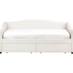1-Persoons Bedden-Beliani VITTEL - Bed met opberger - Beige - Polyester