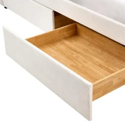 1-Persoons Bedden-Beliani VITTEL - Bed met opberger - Beige - Polyester