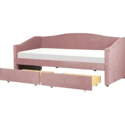 1-Persoons Bedden-Beliani VITTEL - Bed met opberger - Roze - Polyester