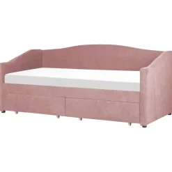 1-Persoons Bedden-Beliani VITTEL - Bed met opberger - Roze - Polyester