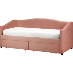 1-Persoons Bedden-Beliani VITTEL - Bed met opberger - Roze - Polyester