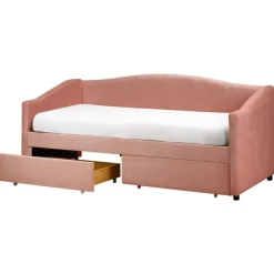 1-Persoons Bedden-Beliani VITTEL - Bed met opberger - Roze - Polyester