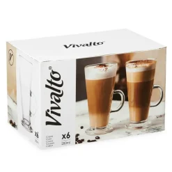 Vivalto Caffe Latte/koffie glazen Paris - glas - 6x - 280 ml