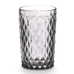 Waterglazen-Vivalto Drinkglazen Diamonds - grijs glas - 6x - 370 ml
