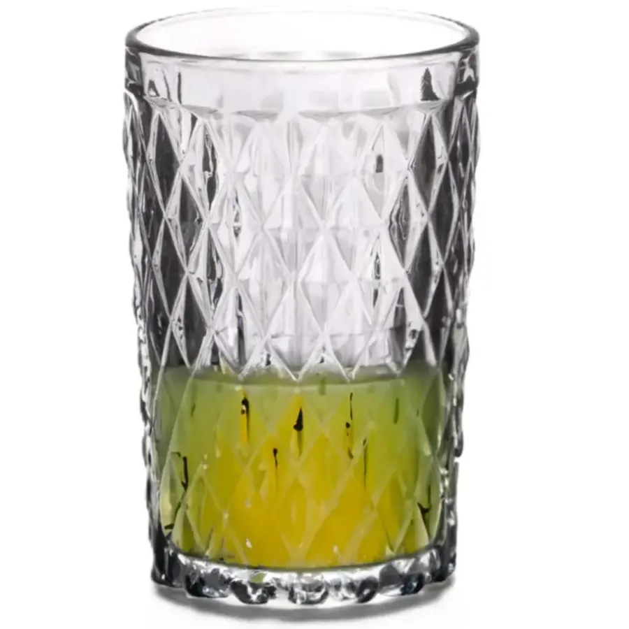 Waterglazen-Vivalto Drinkglazen Diamonds - grijs glas - 6x - 370 ml