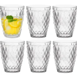 Waterglazen-Vivalto Drinkglazen/waterglazen Diamonds - glas - 6x - 250 ml