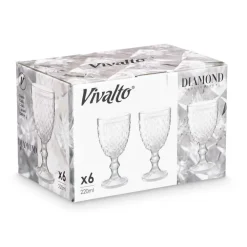 Waterglazen-Vivalto Drinkglazen/waterglazen Diamonds - glas - 6x - 250 ml