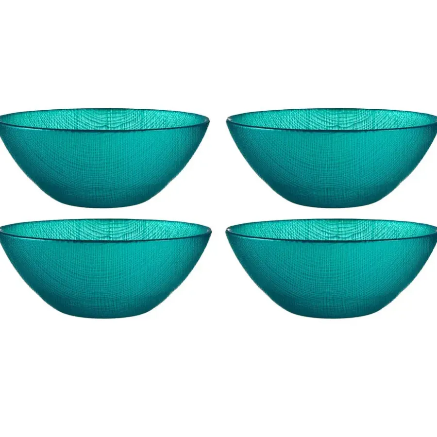 Kommen-Vivalto schaaltjes/kommetjes - glas - turquoise blauw - D15 cm