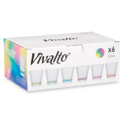 Waterglazen-Vivalto Waterglazen/drinkglazen - 6x - kleurenmix - 310 ml - 9 cm