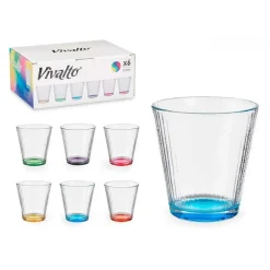 Waterglazen-Vivalto Waterglazen/drinkglazen - 6x - kleurenmix - 310 ml - 9 cm