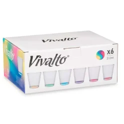 Waterglazen-Vivalto Waterglazen/drinkglazen - 6x - kleurenmix - 310 ml - 9 cm