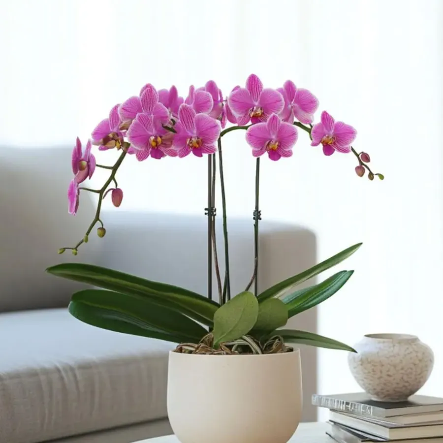 Kamerplanten-Plant in a Box Vlinderorchidee - Phalaenopsis Multiflora met mand - Hoogte 35-45cm - ⌀12cm