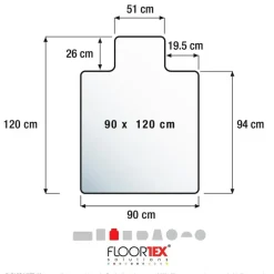 Floortex Vloerbeschermer met uitsparing - Antistatisch PVC - Tapijt - 90x120 cm