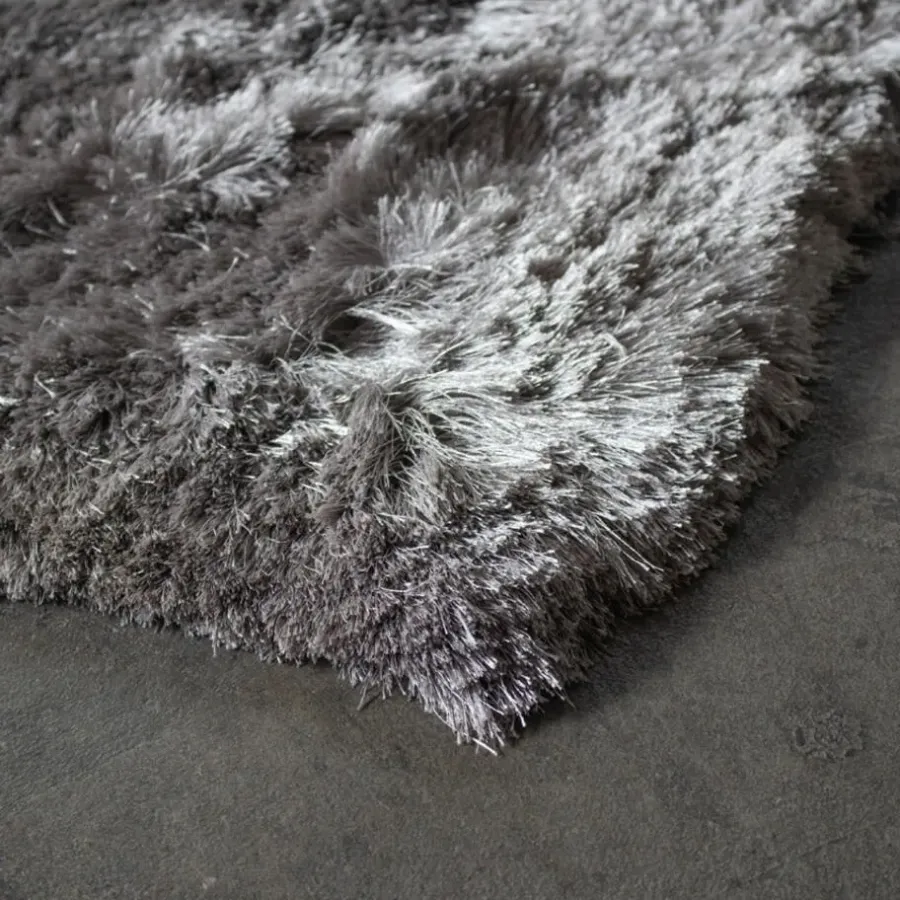 Hoogpolige Vloerkleden-Giga Meubel Vloerkleed Grijs Katoen Polyester - 160x230cm - Olav