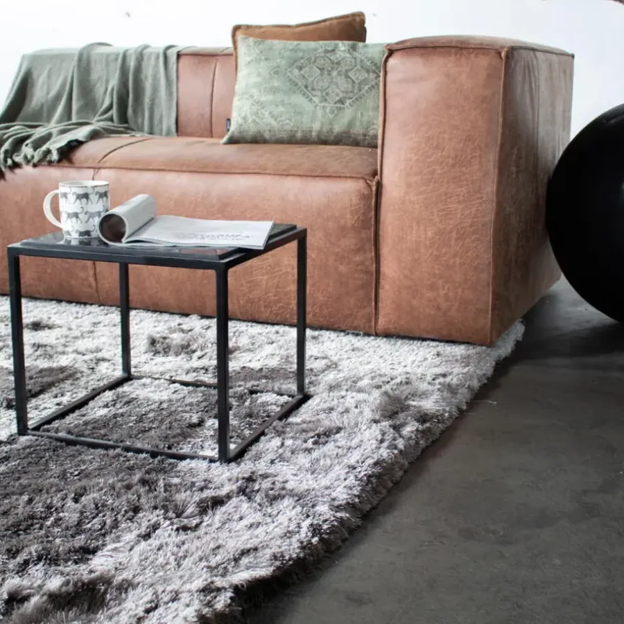 Hoogpolige Vloerkleden-Giga Meubel Vloerkleed Grijs Katoen Polyester - 160x230cm - Olav
