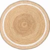 Ronde Vloerkleden|Jute Vloerkleden-Giga Living Vloerkleed Rond - Naturel/Wit - Ø200cm - Vloerkleed Jaipur