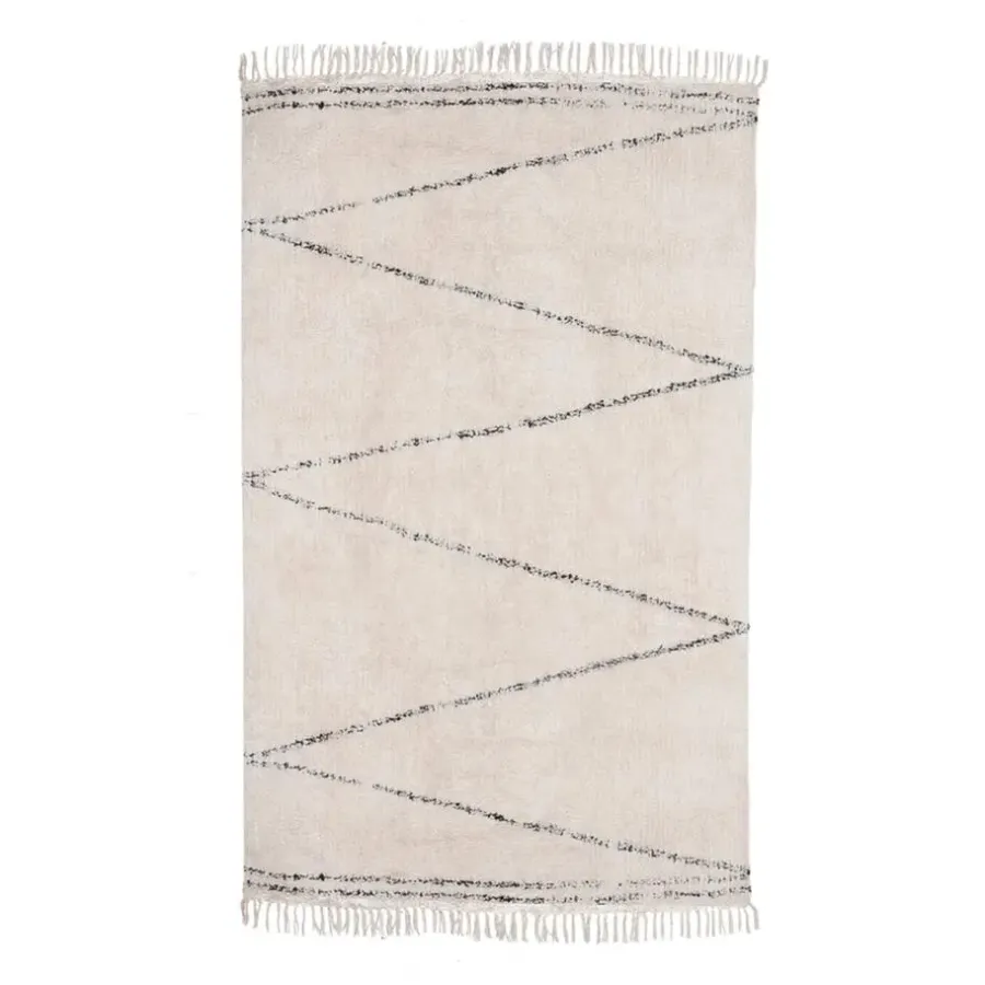 Vloerkleden-Giga Meubel Vloerkleed 120x180 - Beige & Zwart - Katoen Polyester - Vloerkleed Kabah - Giga