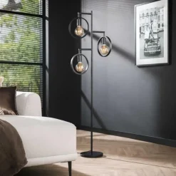 Dimehouse Vloerlamp Fabiola metaal 3-lichts - 155x50x155 cm - Metaal - Grijs
