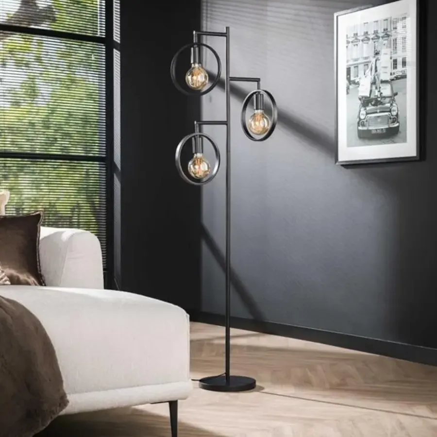 Dimehouse Vloerlamp Fabiola metaal 3-lichts - 155x50x155 cm - Metaal - Grijs