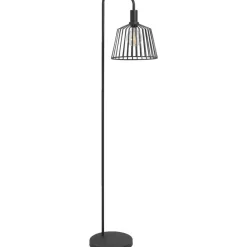 Staande Lampen-Leen Bakker Vloerlamp Fynn zwart metaal E27 65x36x30 cm