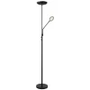 Staande Lampen-Leen Bakker Vloerlamp Luca LED - zwart metaal/glas - 182xØ36 cm