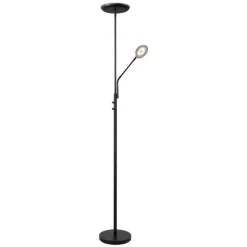 Staande Lampen-Leen Bakker Vloerlamp Luca LED - zwart metaal/glas - 182xØ36 cm