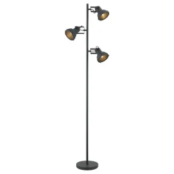 Staande Lampen-Leen Bakker Vloerlamp Riga 3-spot - zwart metaal - 152xØ22 cm