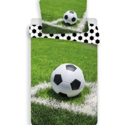 1-Persoons Dekbedovertrekken-Merkloos Voetbal Dekbedovertrek Corner - Eenpersoons - 140 x 200 cm - Groen