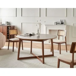 Ronde Eettafels-Leen Bakker WAIPORI - Eettafel - Donkere houtkleur - 140 cm - MDF