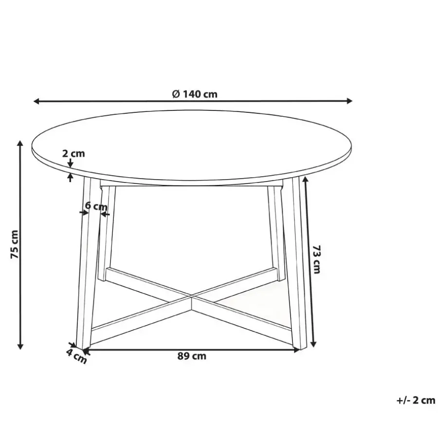 Ronde Eettafels-Leen Bakker WAIPORI - Eettafel - Donkere houtkleur - 140 cm - MDF