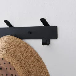 Kapstokken-ACAZA Wand Kapstok in Metaal, Hangende Muurkapstok van 49 cm Lang met 10 Haken, Zwart