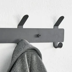Kapstokken-ACAZA Wand Kapstok in Metaal, Hangende Muurkapstok van 49 cm Lang met 10 Haken, Zwart