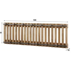 Giga Living Wandkapstok Hout - 13-Haken - 100x10x33cm - Tweak