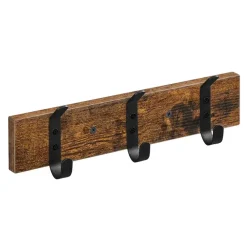 Merkloos Wandkapstok met 6 Haken - compacte houten Muurkapstok - Vintage Bruin en Zwart