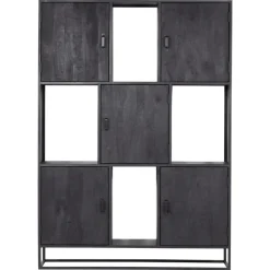 Giga Meubel Wandkast 5-deurs - Zwart Mangohout - 150x40x210 - Jenny
