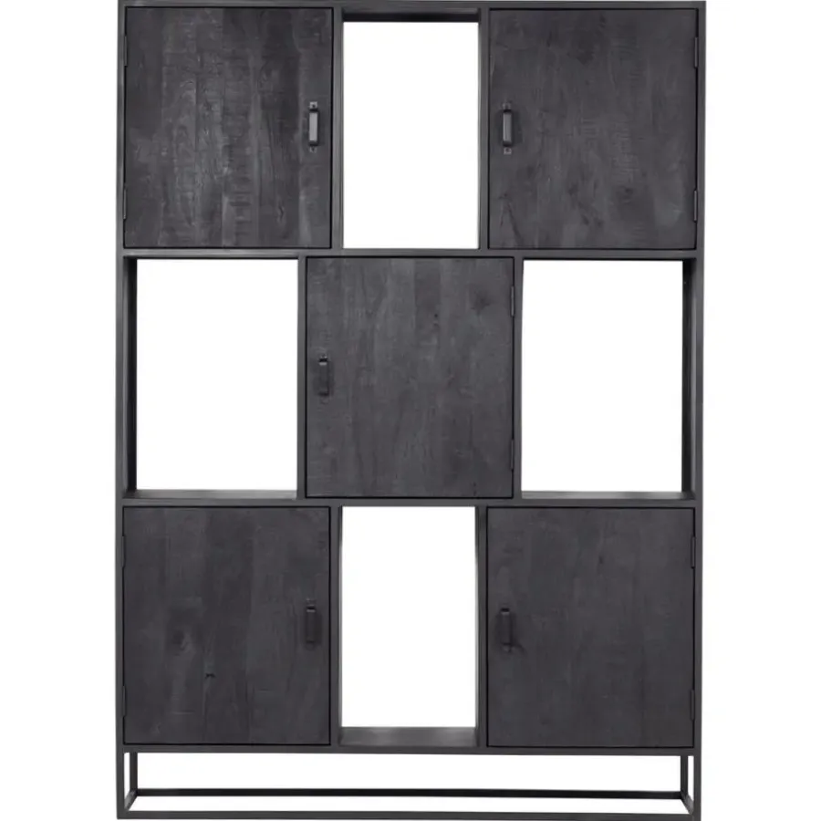 Giga Meubel Wandkast 5-deurs - Zwart Mangohout - 150x40x210 - Jenny