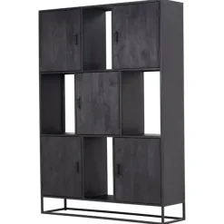 Giga Meubel Wandkast 5-deurs - Zwart Mangohout - 150x40x210 - Jenny