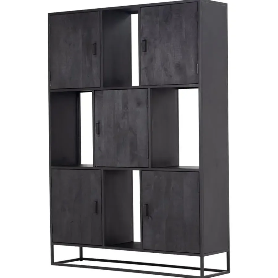 Giga Meubel Wandkast 5-deurs - Zwart Mangohout - 150x40x210 - Jenny
