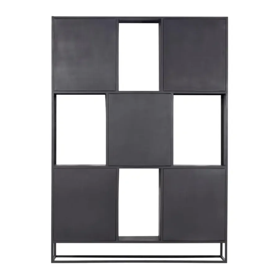Giga Meubel Wandkast 5-deurs - Zwart Mangohout - 150x40x210 - Jenny