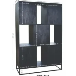 Giga Meubel Wandkast 5-deurs - Zwart Mangohout - 150x40x210 - Jenny