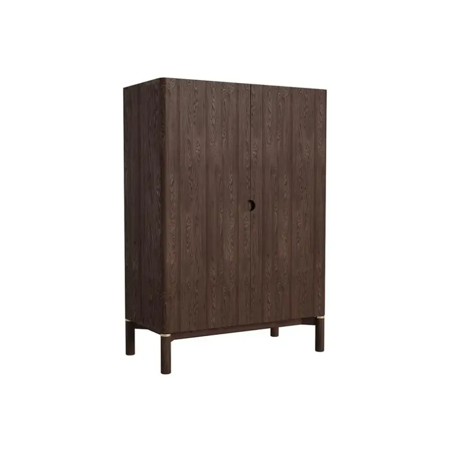 Wandkasten-Giga Living Wandkast Donkerbruin Eikenhout - 90x46x130cm - Arun