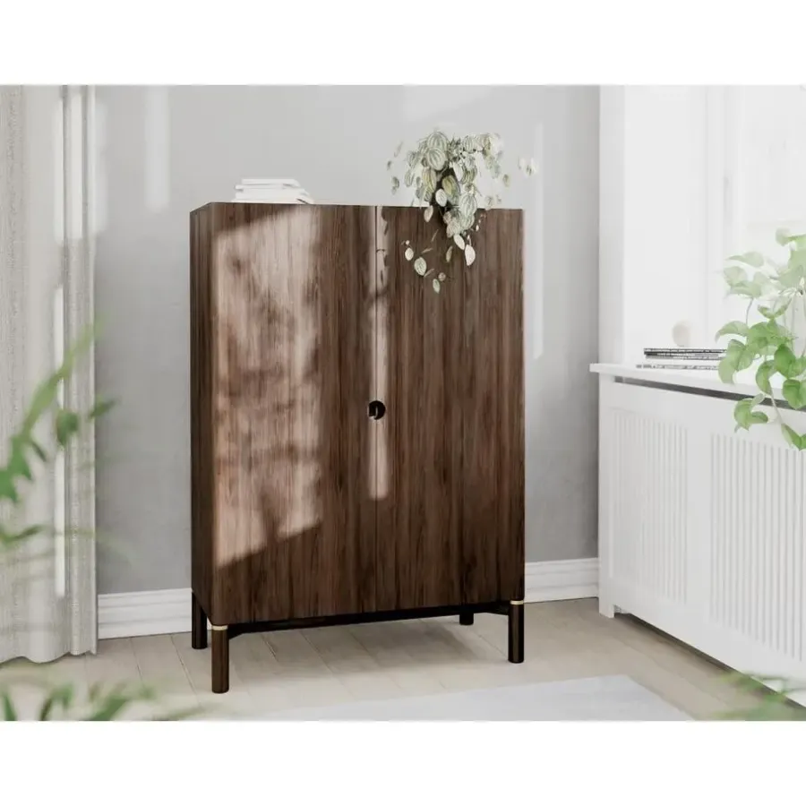 Wandkasten-Giga Living Wandkast Donkerbruin Eikenhout - 90x46x130cm - Arun