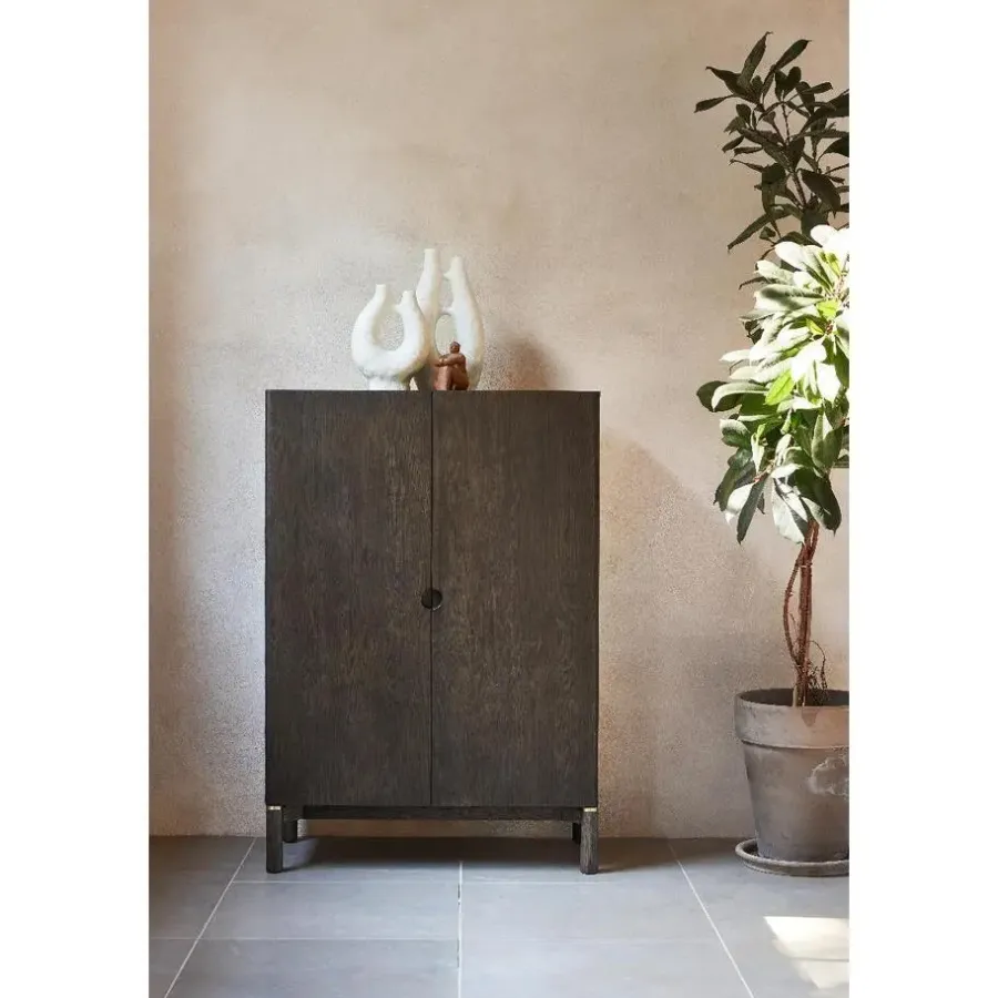Wandkasten-Giga Living Wandkast Donkerbruin Eikenhout - 90x46x130cm - Arun