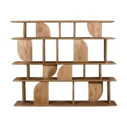 Wandkasten-Giga Meubel Wandkast Naturel Mangohout - Open - 170x35x140cm - Solis