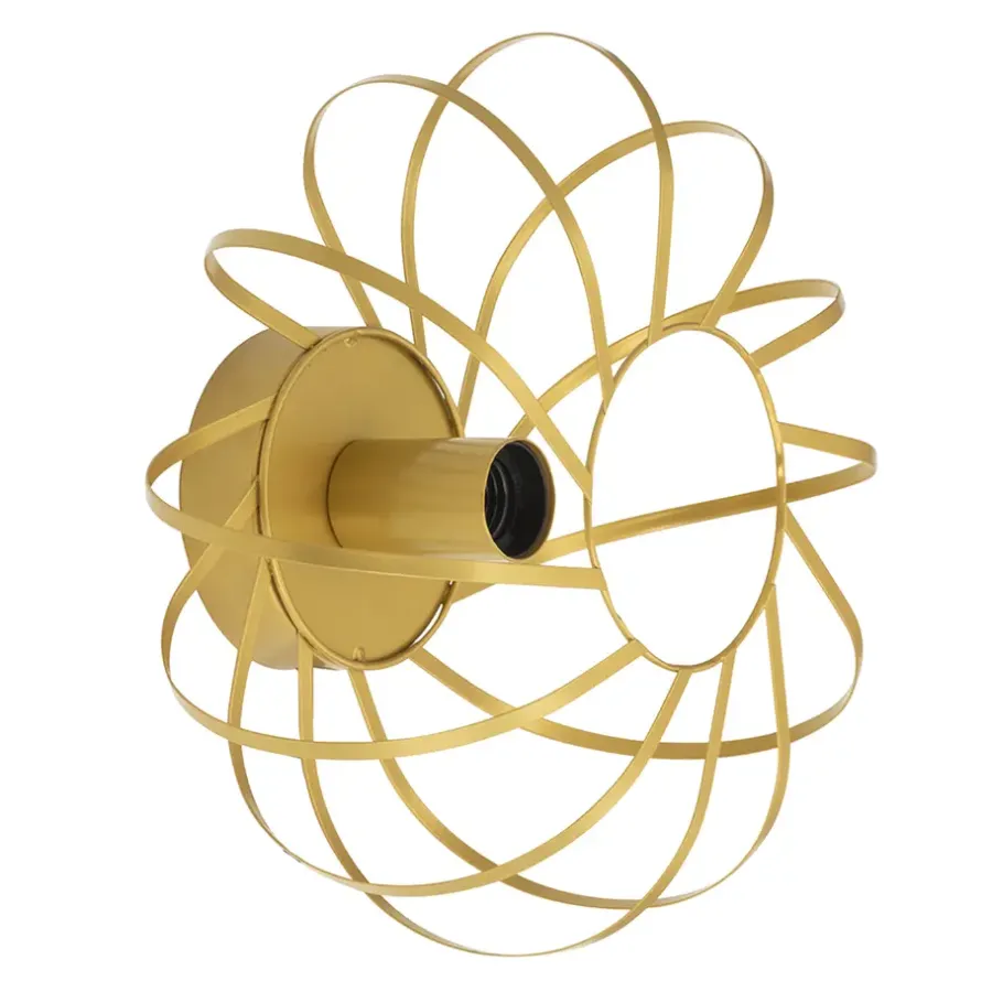 Wandlampen-Leen Bakker Wandlamp Pamplona E27 - goudkleur - 15xØ30 cm