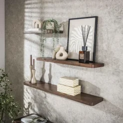Wandplanken-Giga Living Wandplank Bruin Acaciahout - 120x20x4cm - Carve