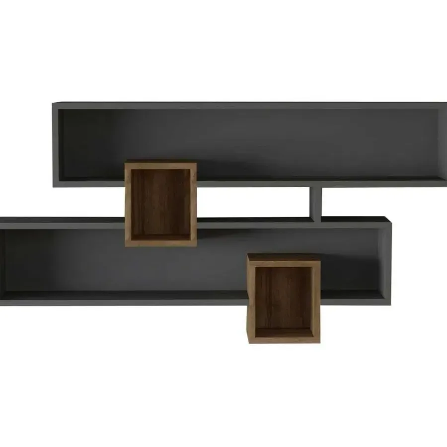 Emob Wandplank Georgina-antraciet/walnoot