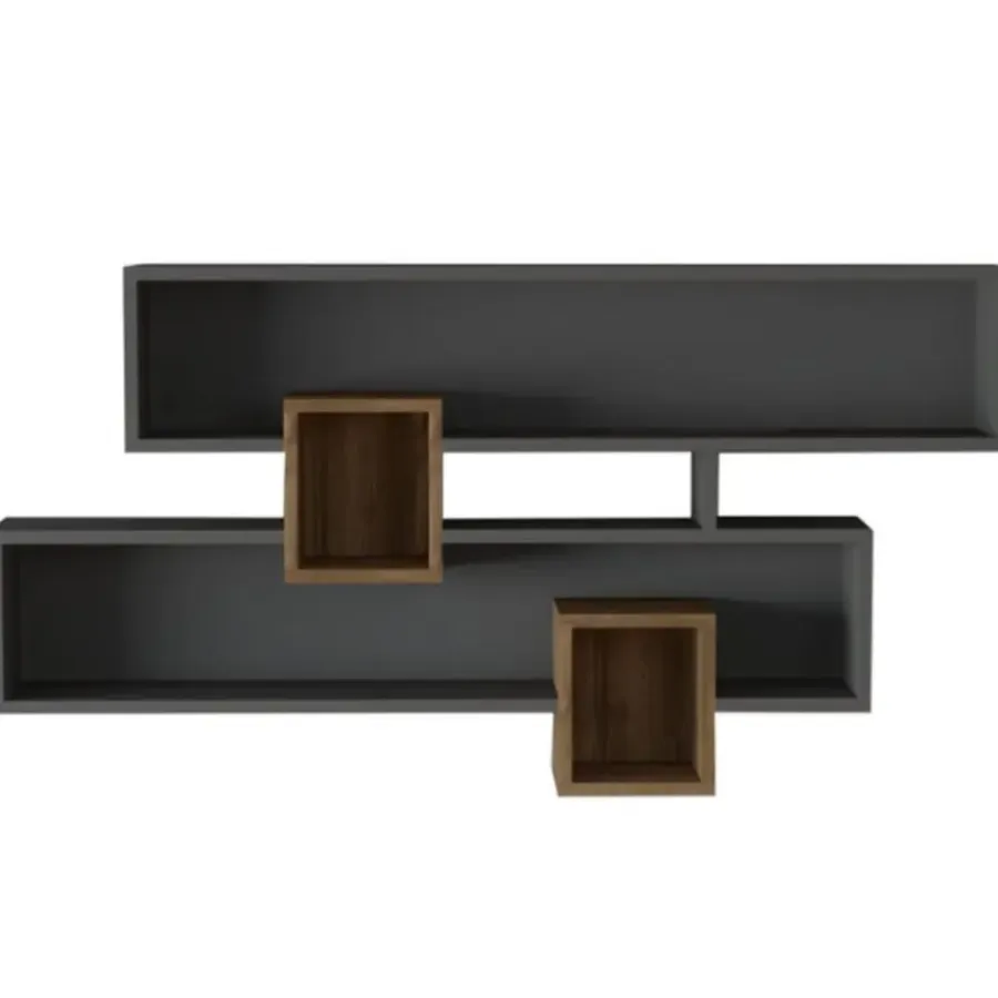 Emob Wandplank Georgina-antraciet/walnoot