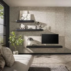 Wandplanken-Giga Living Wandplank Grijs Metaal - 100x29x8cm - Metallic