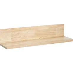 Leen Bakker Wandplank Mick naturel rubberwood - 14x70x20 cm